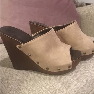 Bamboo slip on wedges